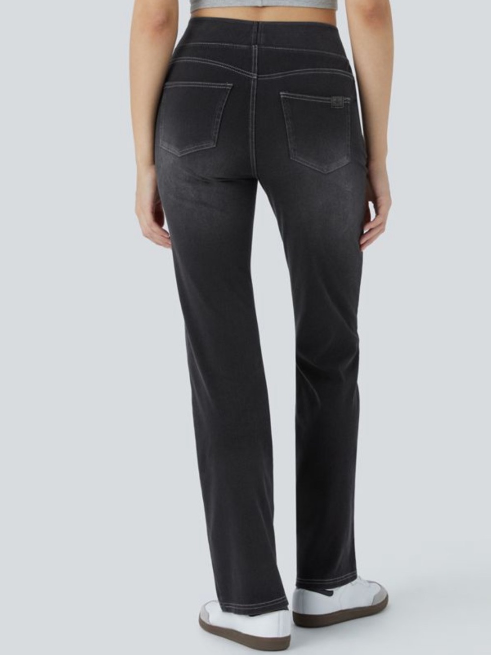 HALARA Flex Women's Grey Black Washed High Waisted Pull on Jeans Size M 8-10 - Picture 6 of 9